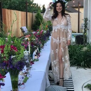 Sheer and lace kimono